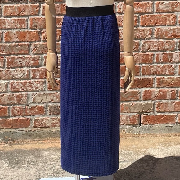 Cha Cha Vente black/blue houndstooth print midi skirt / 2X / Excellent condition - Picture 4 of 12